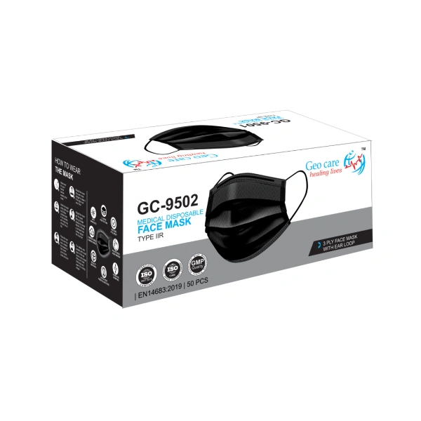 3PLY Geocare Black Mask - 100 Per Pack